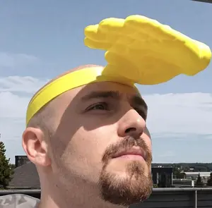 Novelty 3D palm sun hat with quirky palm shape sun hat, UV resistant adjustable headband, outdoor activities and party pranks