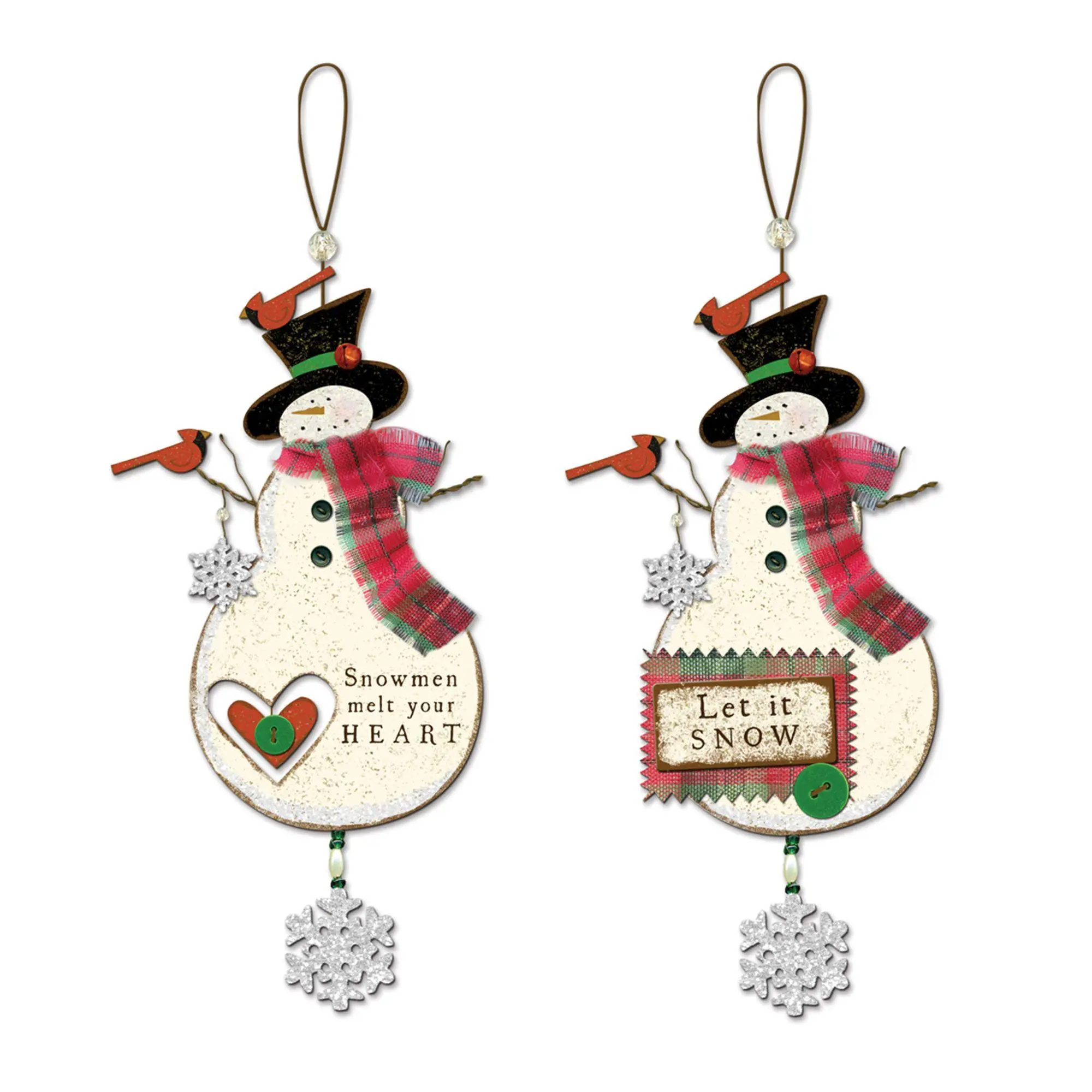 SVD Northwoods Snowman ornament (set of 2)