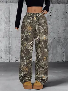 Unisex Camo Print Trousers, Casual Comfy Breathable Straight Leg Trousers for Daily Wear, Fashion Camouflage Print Bottoms for Summer, Pants