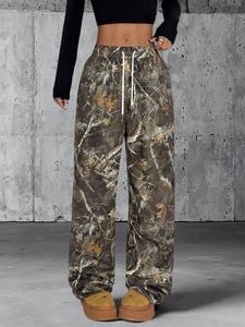 unisex camo print trousers, casual comfy breathable straight leg trousers for daily wear, fashion camouflage print bottoms for summer, pants