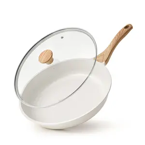 Nonstick Ceramic Frying Pan With Lid 8/9.5/10/11/12.5 Inch Omelet Skillet  Free Of Intentionally Added Pfas/ptfe Chef's Induction Compatible Heat Resistant Handle
