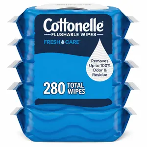 Cottonelle Flushable Wet Wipes Fresh Care, 5 Packs (56 Wipes Each), 280 Total Wipes