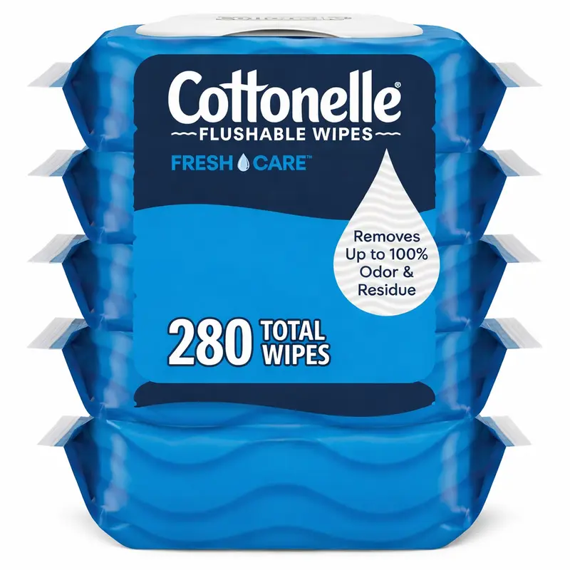Cottonelle Flushable Wet Wipes Fresh Care, 5 Packs (56 Wipes Each), 280 Total Wipes