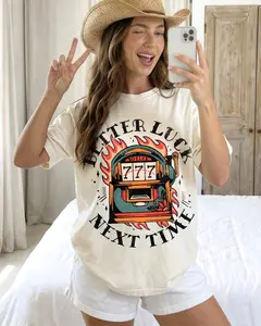 Comfort Color Better Luck Next Time Comfort Colors Tee, Western Lucky Shirt, Vintage Tattoo Graphic T-Shirt, 777 Lucky Number Tee, Grunge Aesthetic Streetwear