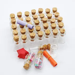 60 Pcs 0.5ml Mini Small Bottles Vials Clear Glass Bottles Tiny Jars with Cork Stoppers Bottle Miniature Glass Bottle Gift DIY