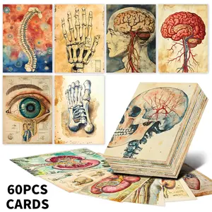 60pcs Vintage Anatomical Journaling Cards - Medical Illustration Ephemera for Junk Journals, Scrapbooks, Collage & Art Projects, Human Anatomy Mini Cards, Gift for Students, Medical and Nursing Staff