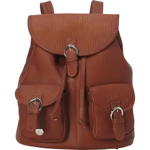 360 Stand Compact Full Grain Leather Backpack - 2-Pocket Design with Magnetic Snaps, Adjustable Back Straps, Small Front Pockets
