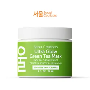 Ultra Glow Green Tea Mask - Korean Skin Care Face Mask for Sensitive Skin - Korean Skincare Green Tea Wash Off Masks - K Beauty Face Masks - Kaolin Clay + Aloe Vera Mask + Centella Asiatica - Moisturizing, Calming, and Hydrating