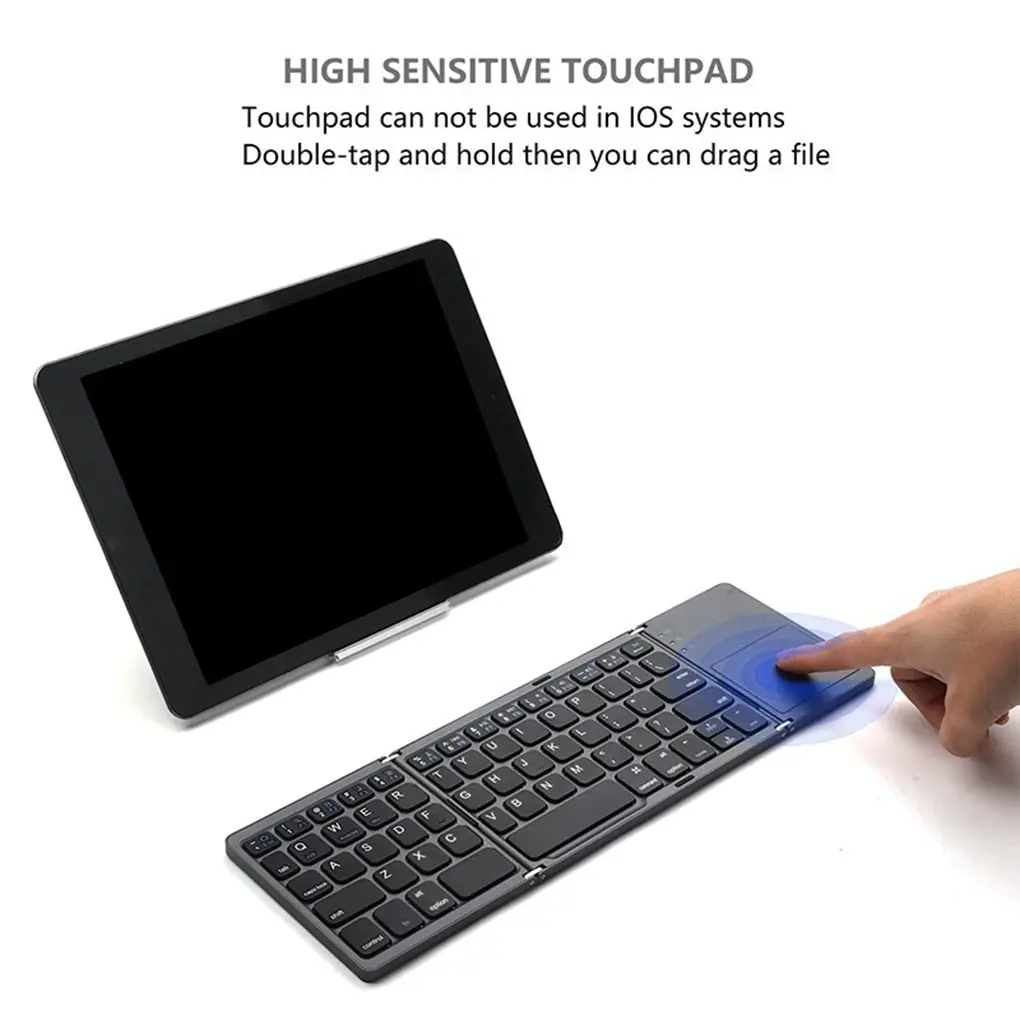 Mini Bluetooth Keyboard With Touchpad, Wireless, Foldable and Slim Works With iOS, Android & PC