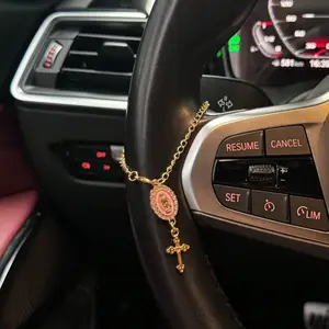 1pcs Car Interior Decoration Hanging Ornament Alloy Sparkling Cross Goddess Gift High-End Creative Design, Car Interior Accessory