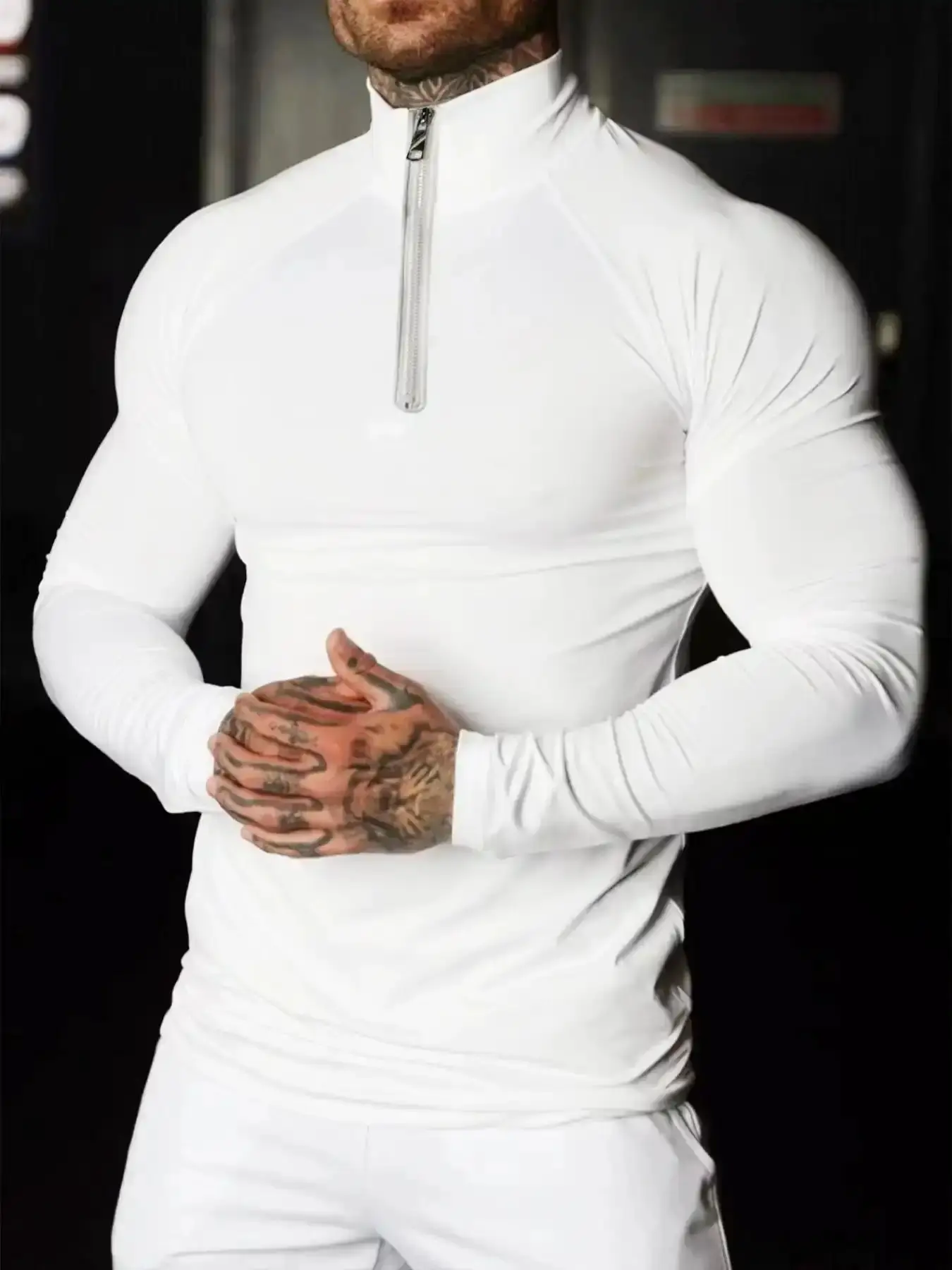 Men's Solid Long Sleeve Compression Tee, Casual Comfy Breathable -Shirt for Spring & Fall, Piece, EverydayEssential, AthleisureFit, MustHaveBasics, ModernClassic, DailyEssential, RelaxedStyle