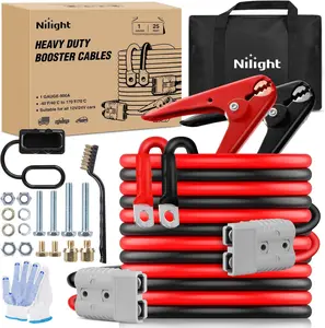 Nilight 1 Gauge 25 Feet Heavy Duty Jumper Cables 900 Amp Booster Battery Cables with Permanent Installation kit and Quick Connect Plug Includes Carrying Bag for 12V & 24V Cars SUVs and Trucks
