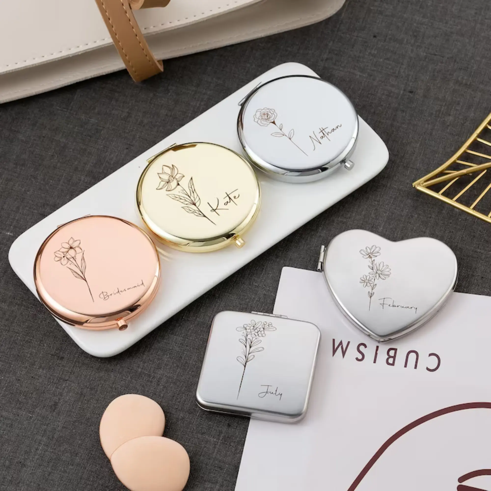 Custom Name Mirror,Pocket Mirror,Engraved Gift Idea,Party Gifts,Gifts for Mom,Wedding Party Favors,Bridesmaid Gift,Thank You Gift