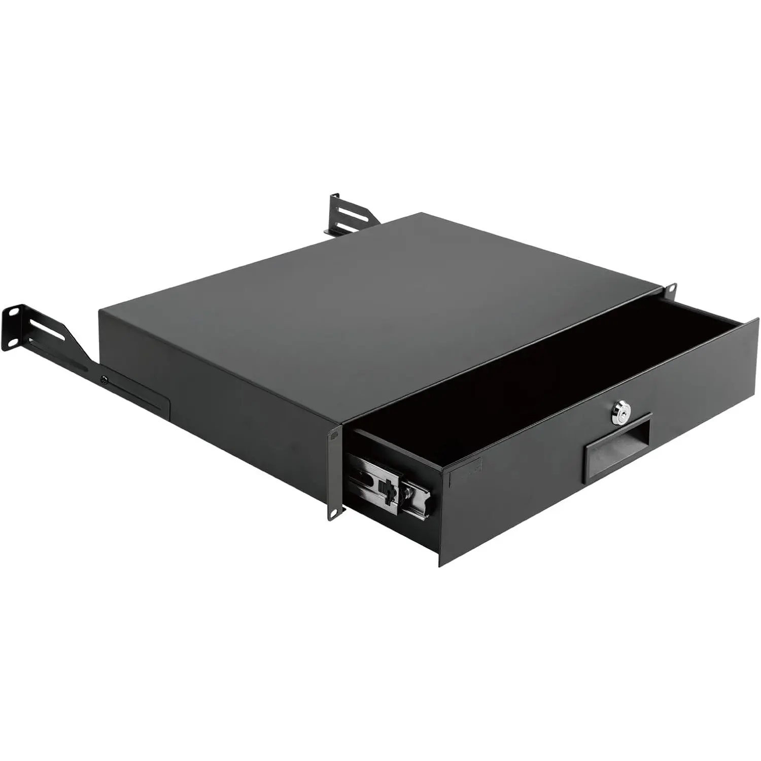 2U Rack Drawer,Rack Mount Drawer for 19in Network Equipment/Server/AV Rack or Cabinet Enclosure,Sliding and Lockable Server Rack Drawer - Load-Bearing 44lb (20kg),with  Management Holes