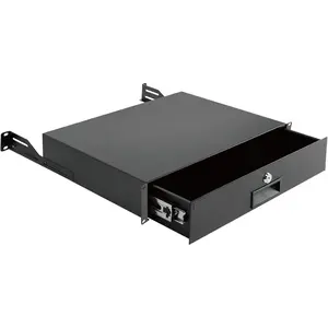 2U Rack Drawer,Rack Mount Drawer for 19in Network Equipment/Server/AV Rack or Cabinet Enclosure,Sliding and Lockable Server Rack Drawer - Load-Bearing 44lb (20kg),with  Management Holes