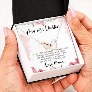Necklace Mama Gift For Mijn Dochter Interlocking Hearts Necklace Love You Necklace with Message Inside