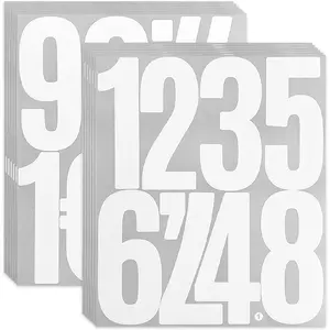 PCS Large Number Stickers, 5 Inch Self-Adhesive Vinyl Number , 12 Sheets White  Stickers for Mailbox, Door, , Window, Indoor & Outdoor Use