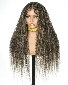 uBraids 28" Boho Box Braided Wig – Swiss HD Lace Full Lace 13x6 Frontal Double Lace Back– Tangleless Air Spiral Curls