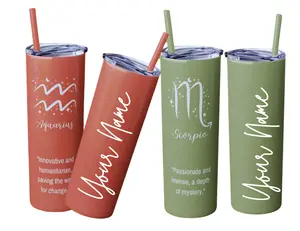 Zodiac sign Tumblers with your name 20 oz Bottle Drinkware Stainless Water Bottles Engraved Geometric