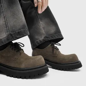 Cheat Code Height Boost: Burgundy Suede Platform Derby Shoes