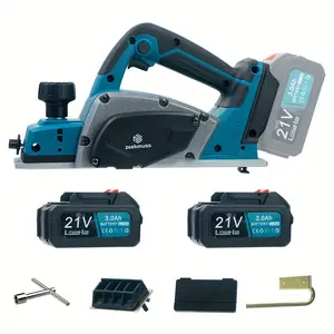 ZEEKMUSS Electric Cordless Hand Planer Adjustable Depth 0-1mm With 2 21V 4.0Ah Rechargeable Batteries, 16000rpm Hand Planer Woodworking Tools With Safety Lock For Wood Chamfering DIY Models