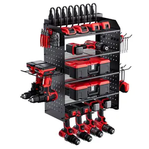 Power Tool Organizer with Charging Station Wall Mount Garage Tool Storage Shelf Pegboard Utility Storage Rack for Tool Room Workshop Garage tiktokshopspringglowup Yard Tool Rack Tool Kit