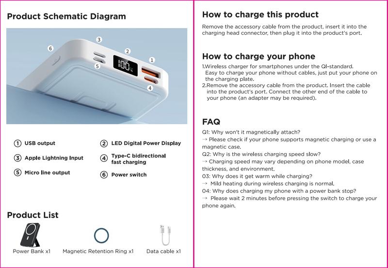 Magnetic Power Bank 10000mAh Wireless Portable Charger with USB-C Cable LED Display Foldable Battery Pack for iPhone 16/15/14/13/12/Pro/Pro Max Series Charging Compact Silicone Black Magnetic Power Bank 10000mAh Wireless Portable Charger with USB-C Cable LED Display Foldable Battery Pack for iPhone 16/15/14/13/12/Pro/Pro Max Series Charging Compact Silicone Black