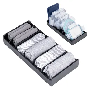 Bamboo Kitchen Towel and Food-Storage Organizer  Perfect for Kitchen Drawers, Cabinets, Pantry, 5 Adjustable Wall Inserts, Black Finish Rack