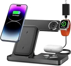 Apple Wireless Charger 3 in 1 Charging Station for iPhone 8-16 Series, AirPods Pro 3 2 with Adapter, Black & White