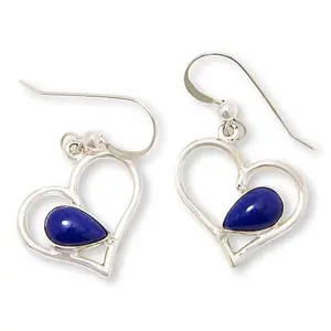 Mine Finds by Jay King Sterling Silver Denim Lapis Open Heart Drop Earrings