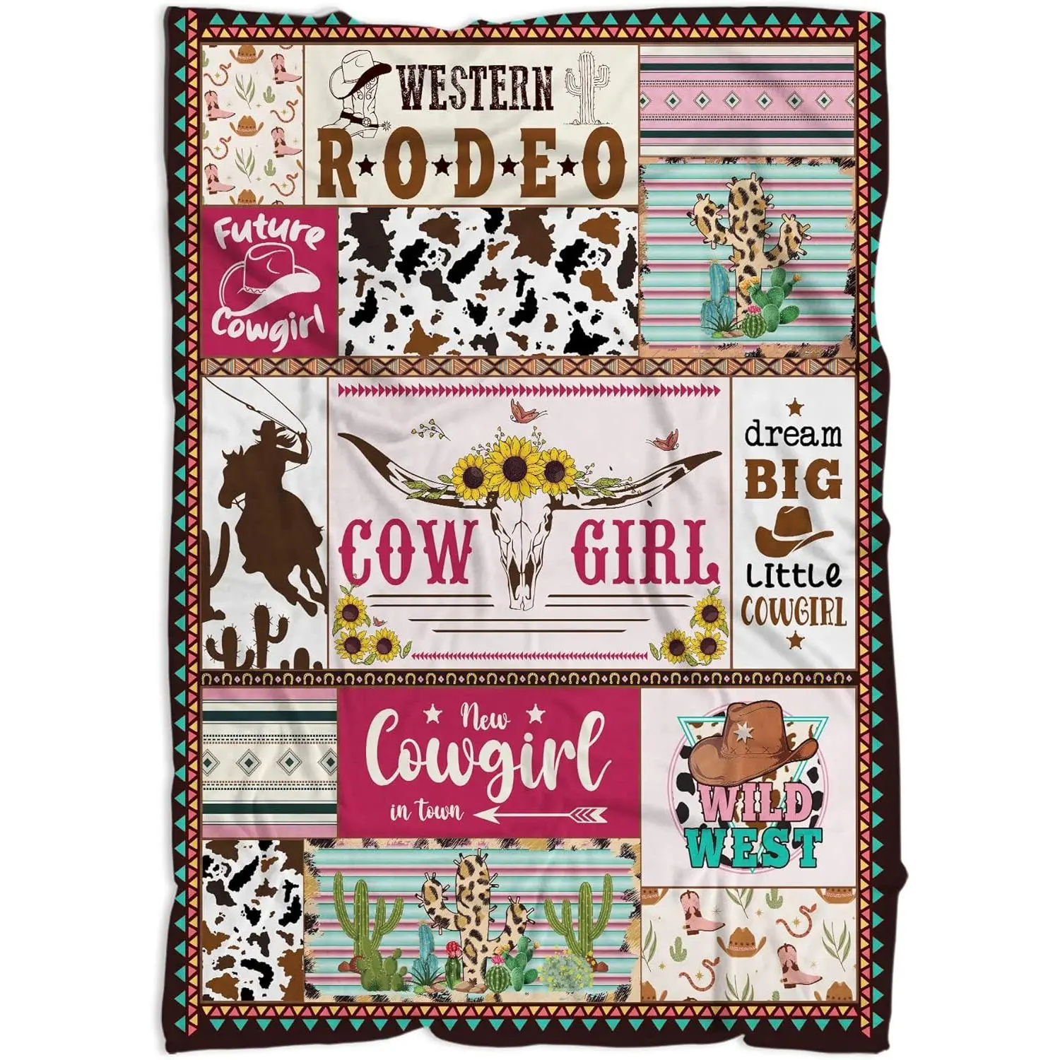 Cowgirl Blankets - Girls 30'' x 40'' Pink Blanket for Newborns, Western Nursery Decor and Birthday Gif