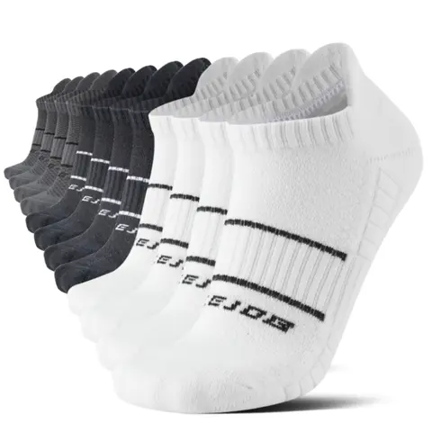 Men's 6-Pack Anti-Chafe Cotton Blend Polyester Ankle Socks - Basic, No-Show, Cushioned, Breathable, Moisture-Wicking, Arch Support, Full Toe Cover, Odor Control, Durable, Machine Washable, Athleisure, Activewear, Sportswear, All Seasons
