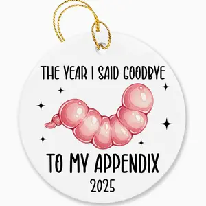 Personalized Appendectomy Christmas Ornament, Appendix Removal Surgery Decor, Custom Appendicitis Recovery Gift, Ceramic Holiday Ornament DCM
