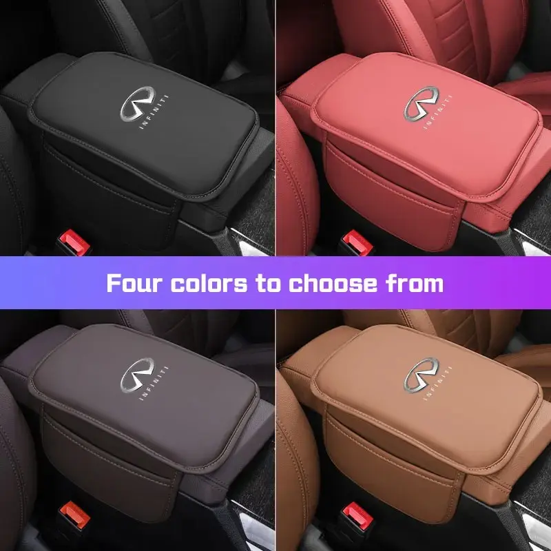 Leather Pad Car Armrest Box Mat For Infiniti Q50 G37 QX70 FX35 Q60 Q30 QX60 JX35 QX80 M35 M37 Center Console Protection Cushion