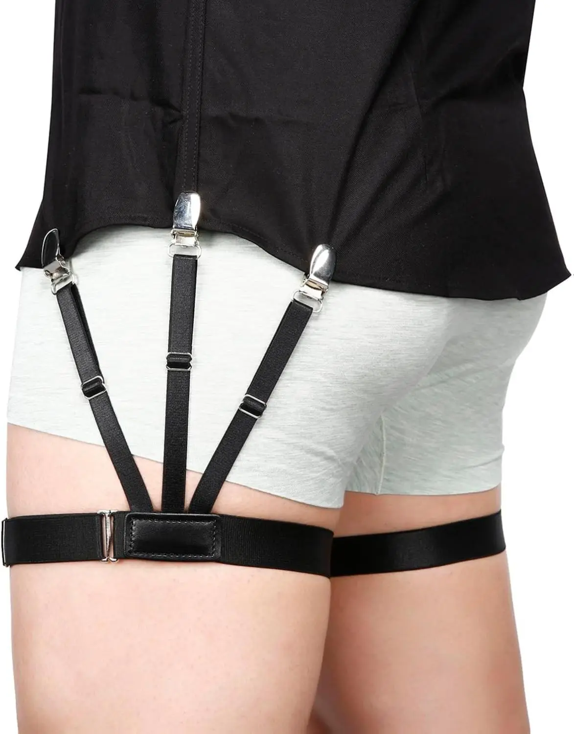 Kedofe Mens Shirt Stays Upgrade Adjustable Elastic Garter Military Shirts Holder with Non-slip Locking Clamps High-Quality Nylon/Polyester & Spandex Material Comfortable & Skin-Friendly