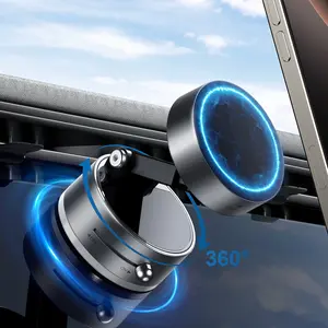 Vacuum Magnetic Phone Holders for Your Car, 360°Rotating Adjustable Magsafe Car Phone Mount, Foldable Magnetic Car Phone Holder for All Smartphones & All Car Models, Silver Grey