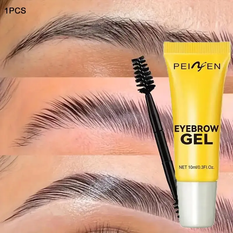 Strong Hold Eyebrow Gel with Brush, Strong Hold Long Lasting Eyebrow Gel with Dual-Ended Brush, 10ml 0.3Fl.Oz. for Grooming and Styling Feathered Brow Look, Perfect for Daily Commuting and Touch-ups, Daily Commute Essential