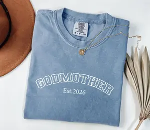 Comfort Colors Godmother Est Shirt,  Godmother T-Shirt, Godmother Gift, Godparent Proposal Shirt, Baptism Gift Tee