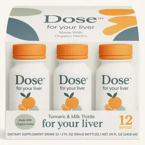 DOSE For Your Liver 12x 2oz Detox Shots | Organic Turmeric Milk Thistle Dandelion, Liver Cleanse & Antioxidant Support