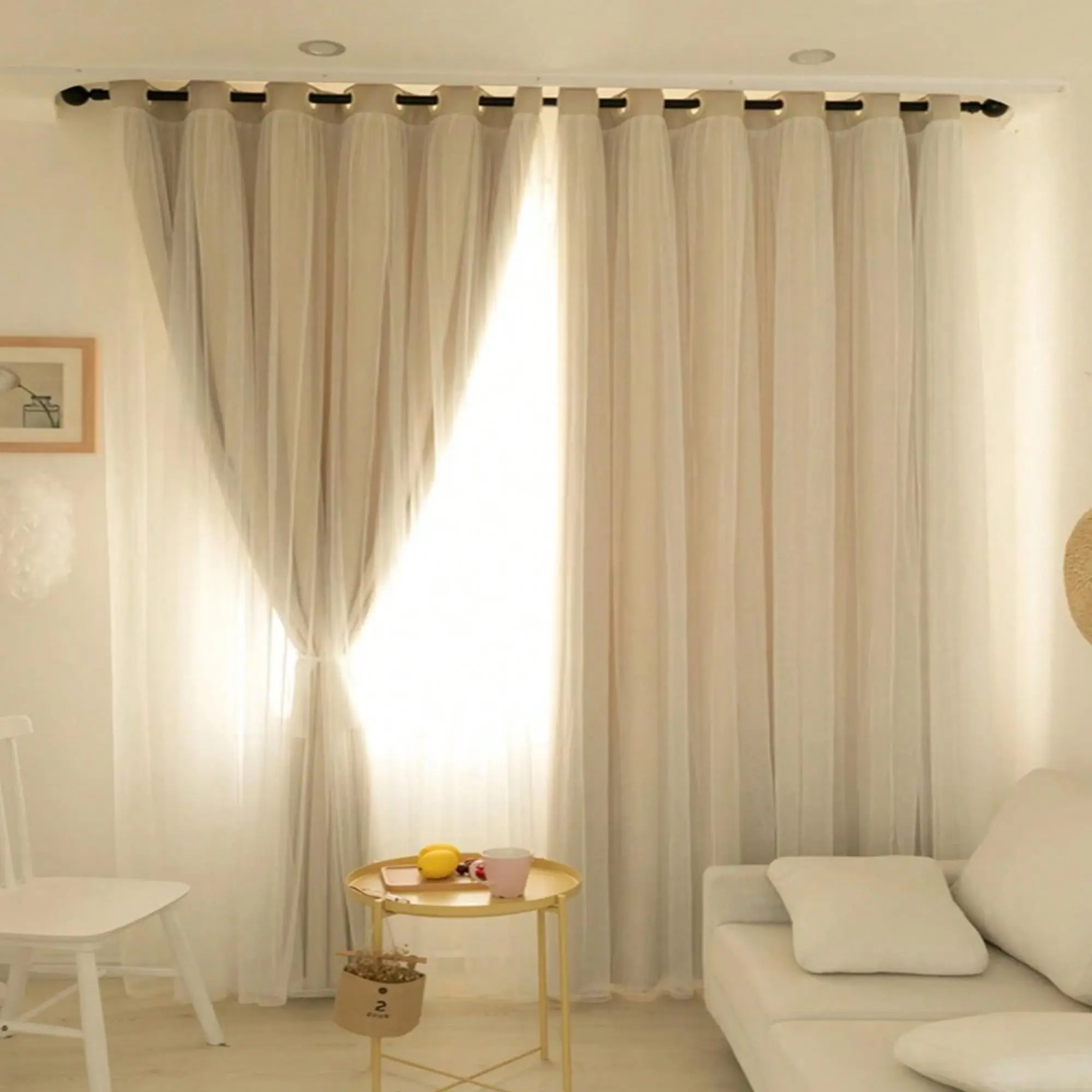 1 Count Blackout Curtain, Girls' Room Drapes, Dual-Layer Design, Bedroom Living Room Balcony Window, Cozy Home Decor, Bedroom Curtains Arch, Blackout Window Cover, Home Decorative Curtain, Polyester Curtain