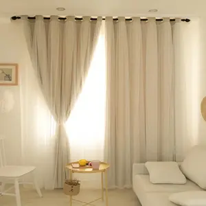 Solid Color Curtain, 1 Count Modern Simple Double Layer Curtain, Home Decorative Curtain for Living Room Bedroom Study Room, Home Decoration Curtain