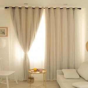 solid color curtain, 1 count modern simple double layer curtain, home decorative curtain for living room bedroom study room