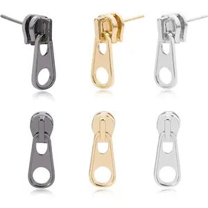 Fashion    Zipper Shape Studs Earring Sets Metal Alloy Black Funky Zipper Dangle Drop Earrings For Women Men
