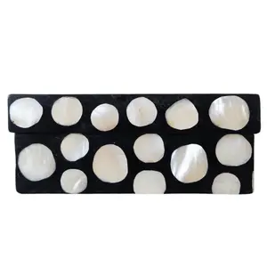 R & Y Augousti Polka Dot Bone and Seashell Keepsake Box