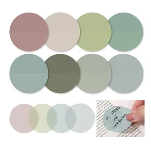 Transparent Sticky Notes, 8 Colors Morandi Cute Round Transparent Labels, Self-Adhesive Semi-Transparent Page Markers, Bible Diary Accessories, Book Accessories, Decoration Sticker