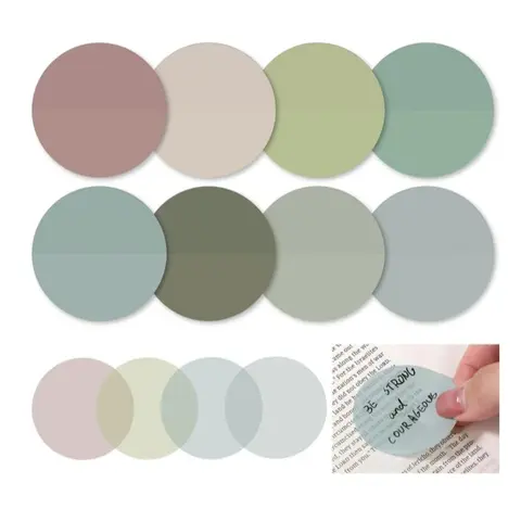 Transparent Sticky Notes, Sticky Notes Set, 8 Colors Morandi Cute Round Transparent Labels, Self-Adhesive Semi-Transparent Page Markers, Bible Diary Accessories, Book Accessories, Decoration Sticker, High Adhesive Stickers, Clear Stickers