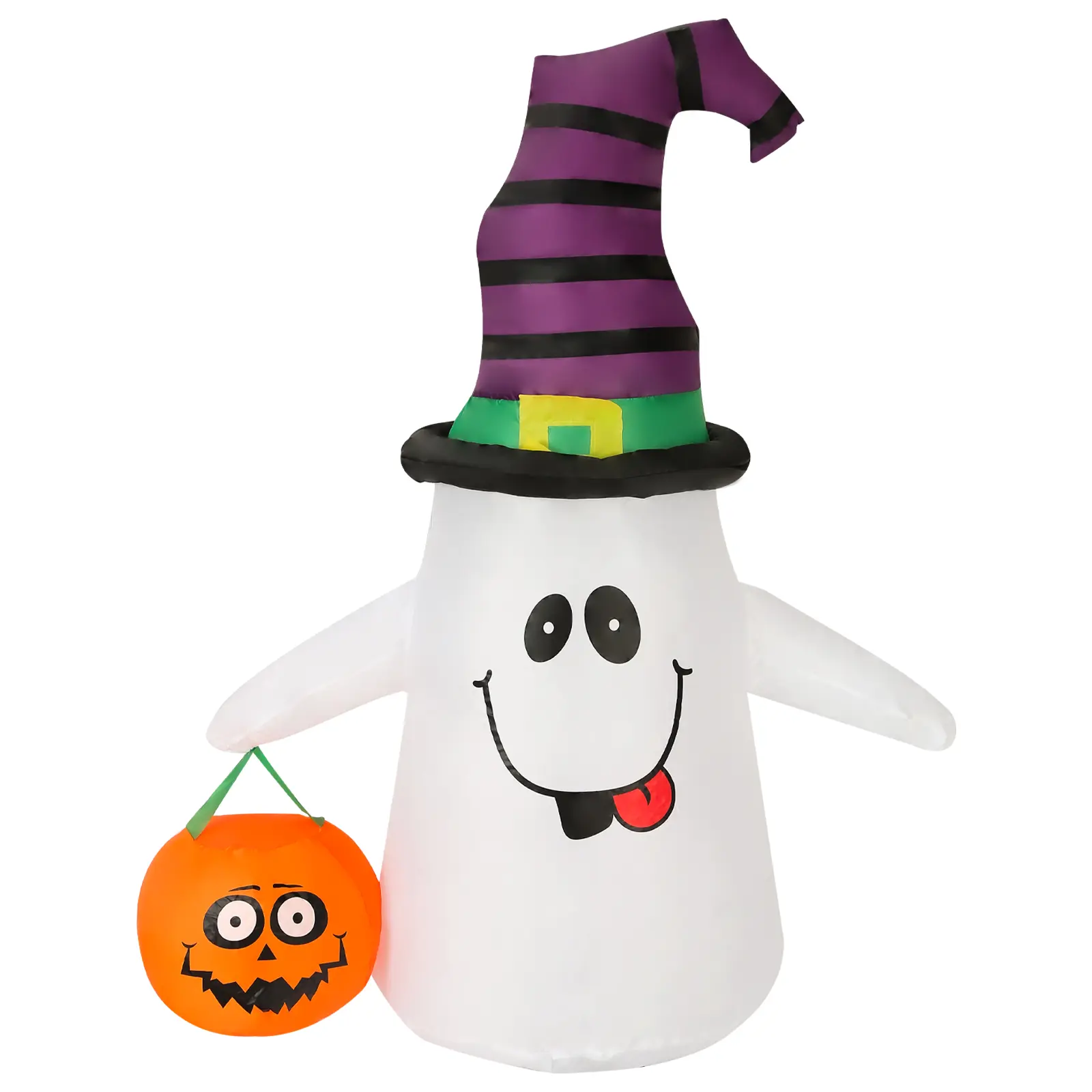 4FT Halloween Inflatables Ghost Outdoor Decorations Blow Up Yard Cute Wizard Ghost  With Pumpkin for Garden Lawn Indoor Party Decor