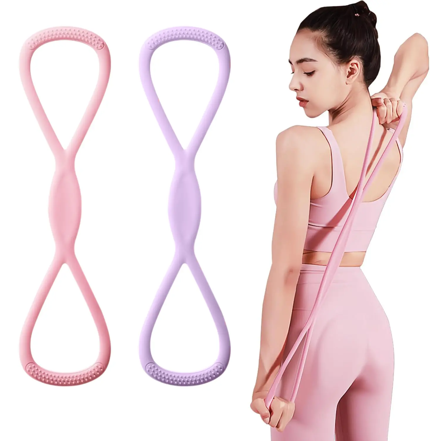 Figure 8 Resistance Bands with Handles,8 Shaped Resistance Bands,Arm|Back Training Elastic Ropes Workout Chest Arm and Shoulder Stretch Bands Exercise Equipment for Physical Therapy,Yoga,Pilates,Stretching,Equipment for Home Workout