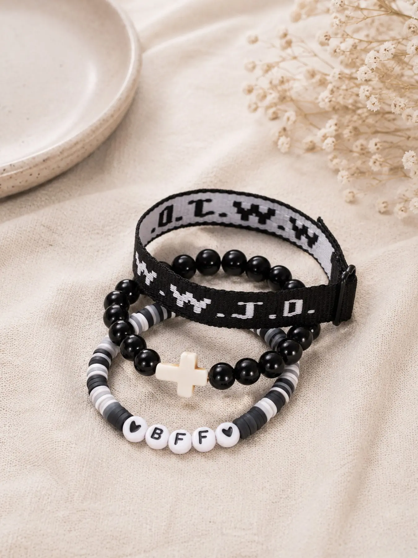 Wwjd Bff Best Friend Bracelet, Beads, Handmade Cross Necklace, Inspirational Christian Jewelry, Gift for Friends