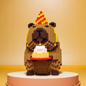 Birthday Themed Capybara Building Blocks, Multi-Purpose Storage for Office Supplies, Cosmetics & Handcrafts, Premium Birthday Gift